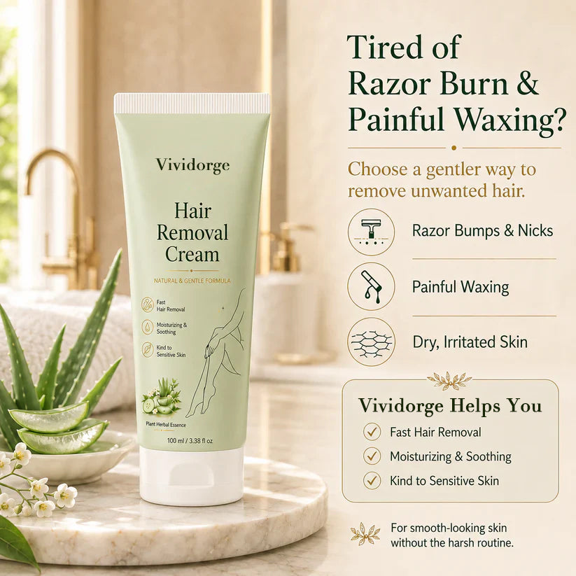 VIVIDORGE™ Natural Gentle Hair Removal Cream | For Women & Men, Sensitive Skin