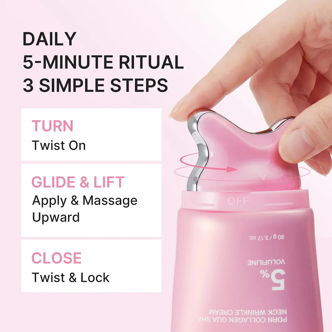 🦢Vividorge Neck Wrinkle Eraser! Built-In Gua Sha Cream w/5% Anemarrhena Root Complex + PDRN Korean Skincare