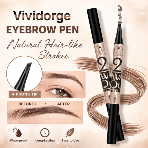 🤎Waterproof 4-prong brow pen for easy shaping and natural hair-like strokes