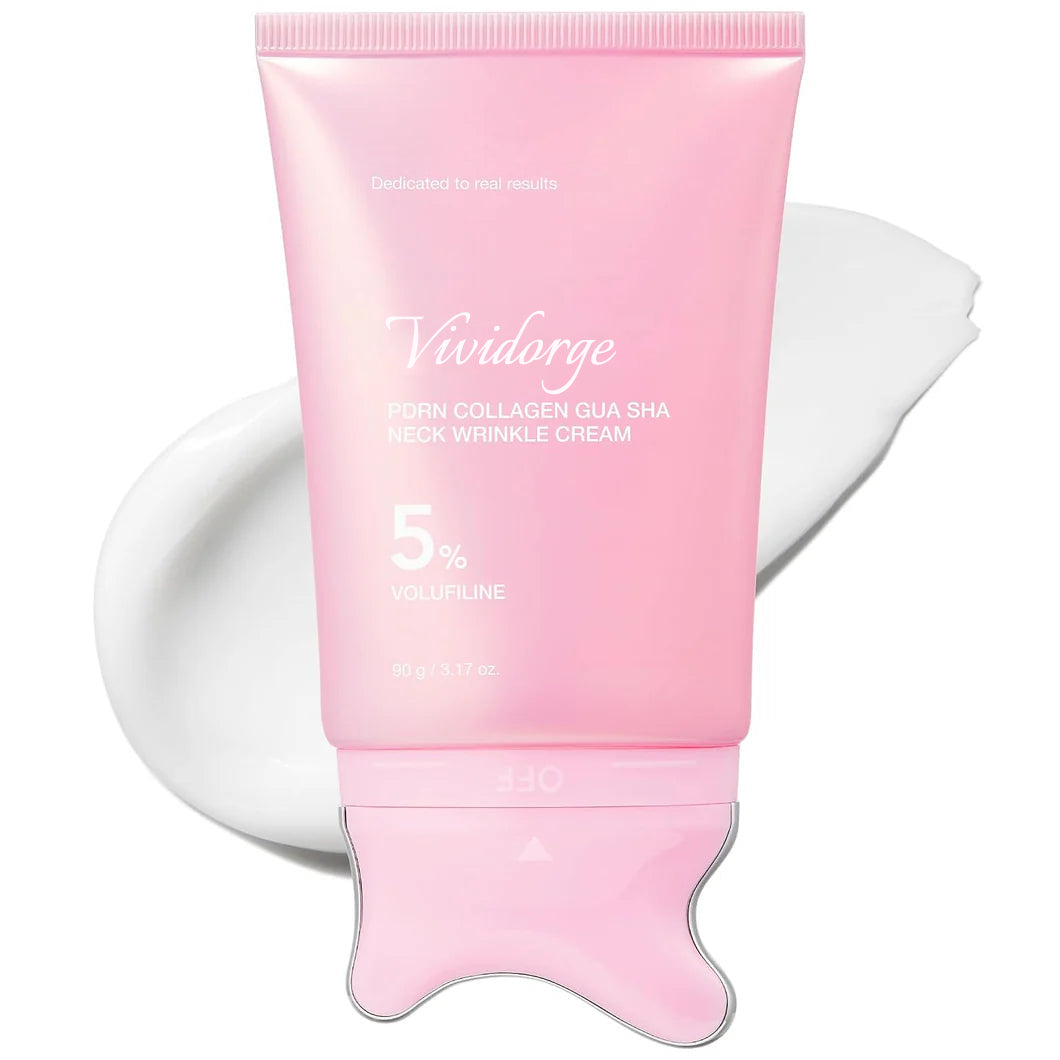 🦢Vividorge Neck Wrinkle Eraser! Built-In Gua Sha Cream w/5% Anemarrhena Root Complex + PDRN Korean Skincare