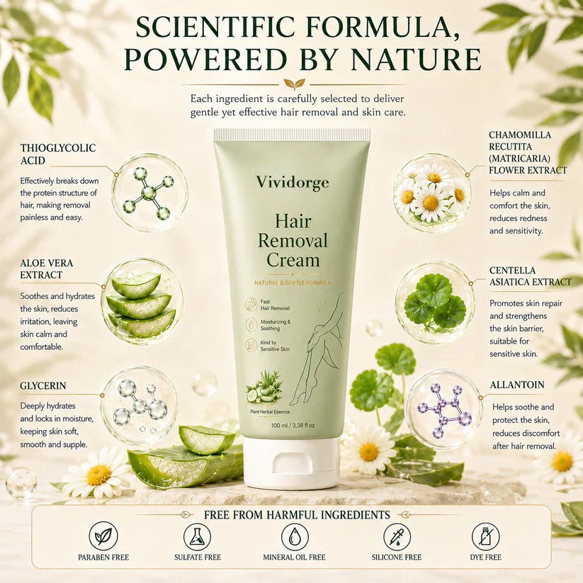 VIVIDORGE™ Natural Gentle Hair Removal Cream | For Women & Men, Sensitive Skin